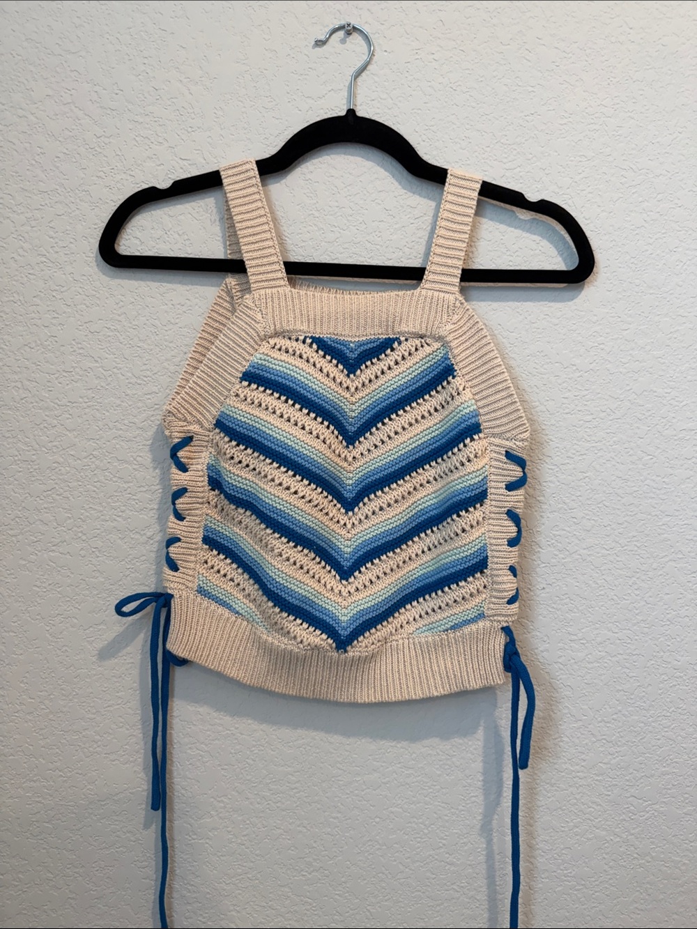 BCBGeneration Cream Sweater with Blue Trim
